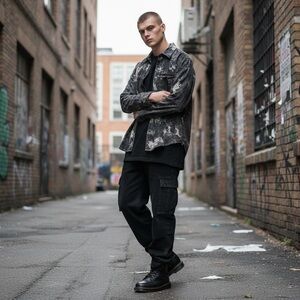 TheLees Button Down Gray Tie Dyes Long Sleeve Collared Shirt Mens Size Large